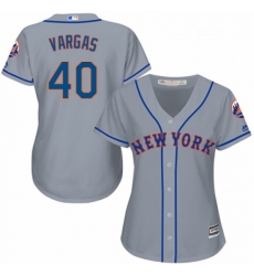 Womens Majestic New York Mets 40 Jason Vargas Authentic Grey Road Cool Base MLB Jersey 