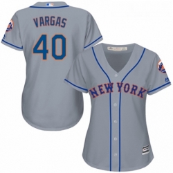Womens Majestic New York Mets 40 Jason Vargas Authentic Grey Road Cool Base MLB Jersey 