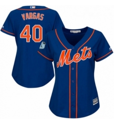 Womens Majestic New York Mets 40 Jason Vargas Authentic Royal Blue Alternate Home Cool Base MLB Jersey 