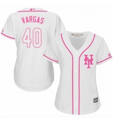Womens Majestic New York Mets 40 Jason Vargas Authentic White Fashion Cool Base MLB Jersey 
