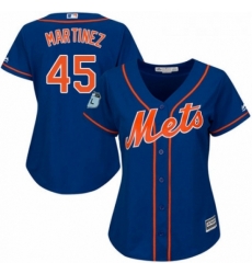 Womens Majestic New York Mets 45 Pedro Martinez Authentic Royal Blue Alternate Home Cool Base MLB Jersey 