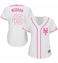 Womens Majestic New York Mets 45 Tug McGraw Replica White Fashion Cool Base MLB Jersey