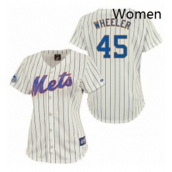 Womens Majestic New York Mets 45 Zack Wheeler Authentic CreamBlue Strip MLB Jersey