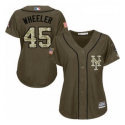 Womens Majestic New York Mets 45 Zack Wheeler Authentic Green Salute to Service MLB Jersey