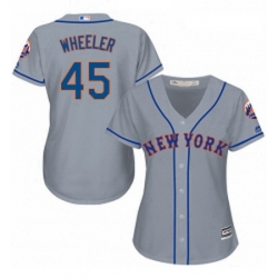 Womens Majestic New York Mets 45 Zack Wheeler Authentic Grey Road Cool Base MLB Jersey