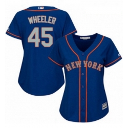 Womens Majestic New York Mets 45 Zack Wheeler Replica Royal Blue Alternate Road Cool Base MLB Jersey