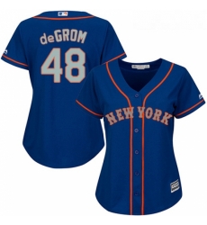 Womens Majestic New York Mets 48 Jacob deGrom Authentic BlueGrey NO MLB Jersey