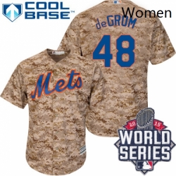 Womens Majestic New York Mets 48 Jacob deGrom Authentic Camo 2015 World Series MLB Jersey