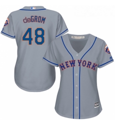 Womens Majestic New York Mets 48 Jacob deGrom Authentic Grey Road Cool Base MLB Jersey