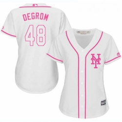 Womens Majestic New York Mets 48 Jacob deGrom Replica White Fashion Cool Base MLB Jersey