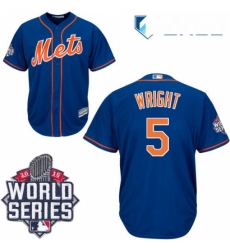 Womens Majestic New York Mets 5 David Wright Authentic Blue 2015 World Series MLB Jersey