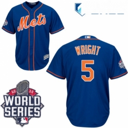 Womens Majestic New York Mets 5 David Wright Authentic Blue 2015 World Series MLB Jersey