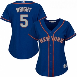 Womens Majestic New York Mets 5 David Wright Authentic BlueGrey NO MLB Jersey