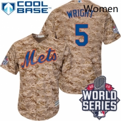 Womens Majestic New York Mets 5 David Wright Authentic Camo 2015 World Series MLB Jersey