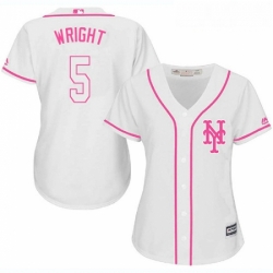 Womens Majestic New York Mets 5 David Wright Replica White Fashion Cool Base MLB Jersey