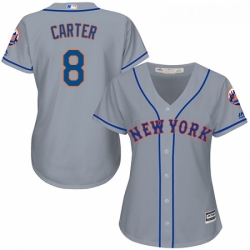 Womens Majestic New York Mets 8 Gary Carter Replica Grey Road Cool Base MLB Jersey