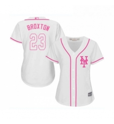 Womens New York Mets 23 Keon Broxton Authentic White Fashion Cool Base Baseball Jersey 