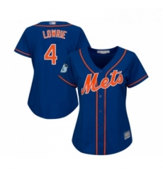 Womens New York Mets 4 Jed Lowrie Authentic Royal Blue Alternate Home Cool Base Baseball Jersey 