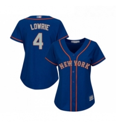 Womens New York Mets 4 Jed Lowrie Authentic Royal Blue Alternate Road Cool Base Baseball Jersey 