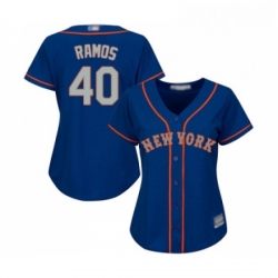 Womens New York Mets 40 Wilson Ramos Authentic Royal Blue Alternate Road Cool Base Baseball Jersey 