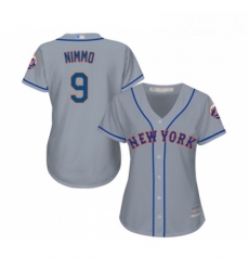 Womens New York Mets 9 Brandon Nimmo Authentic Grey Road Cool Base Baseball Jersey 