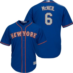 Mets #6 Jeff McNeil Blue(Grey NO.) Cool Base Stitched Youth Baseball Jersey