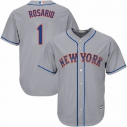Youth Majestic New York Mets 1 Amed Rosario Authentic Grey Road Cool Base MLB Jersey 