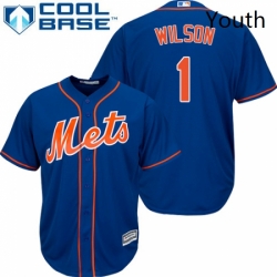 Youth Majestic New York Mets 1 Mookie Wilson Authentic Royal Blue Alternate Home Cool Base MLB Jersey