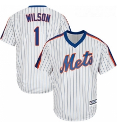 Youth Majestic New York Mets 1 Mookie Wilson Authentic White Alternate Cool Base MLB Jersey