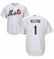 Youth Majestic New York Mets 1 Mookie Wilson Authentic White Home Cool Base MLB Jersey