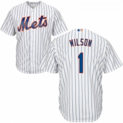 Youth Majestic New York Mets 1 Mookie Wilson Authentic White Home Cool Base MLB Jersey