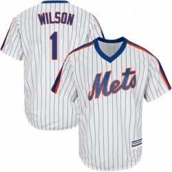 Youth Majestic New York Mets 1 Mookie Wilson Replica White Alternate Cool Base MLB Jersey