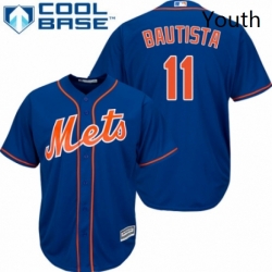 Youth Majestic New York Mets 11 Jose Bautista Authentic Royal Blue Alternate Home Cool Base MLB Jersey 