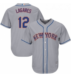 Youth Majestic New York Mets 12 Juan Lagares Authentic Grey Road Cool Base MLB Jersey