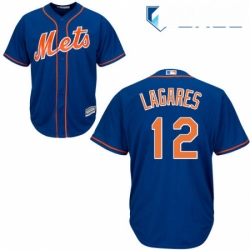 Youth Majestic New York Mets 12 Juan Lagares Authentic Royal Blue Alternate Home Cool Base MLB Jersey