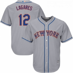 Youth Majestic New York Mets 12 Juan Lagares Replica Grey Road Cool Base MLB Jersey