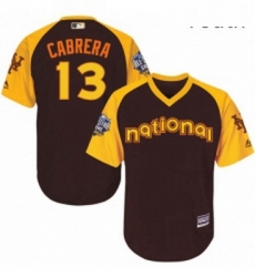 Youth Majestic New York Mets 13 Asdrubal Cabrera Authentic Brown 2016 All Star National League BP Cool Base MLB Jersey