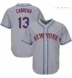 Youth Majestic New York Mets 13 Asdrubal Cabrera Authentic Grey Road Cool Base MLB Jersey