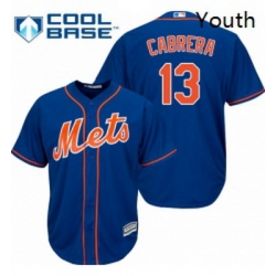Youth Majestic New York Mets 13 Asdrubal Cabrera Authentic Royal Blue Alternate Home Cool Base MLB Jersey