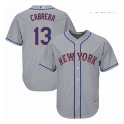 Youth Majestic New York Mets 13 Asdrubal Cabrera Replica Grey Road Cool Base MLB Jersey