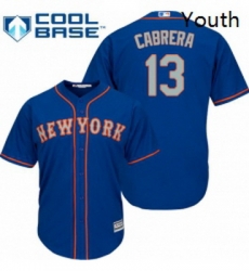 Youth Majestic New York Mets 13 Asdrubal Cabrera Replica Royal Blue Alternate Road Cool Base MLB Jersey