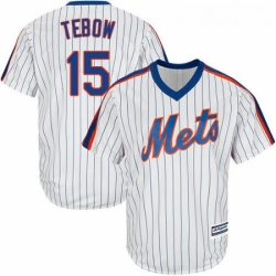 Youth Majestic New York Mets 15 Tim Tebow Replica White Alternate Cool Base MLB Jersey