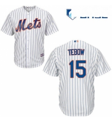 Youth Majestic New York Mets 15 Tim Tebow Replica White Home Cool Base MLB Jersey