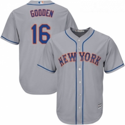 Youth Majestic New York Mets 16 Dwight Gooden Authentic Grey Road Cool Base MLB Jersey