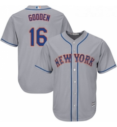 Youth Majestic New York Mets 16 Dwight Gooden Replica Grey Road Cool Base MLB Jersey