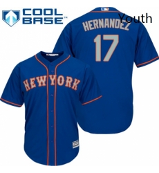 Youth Majestic New York Mets 17 Keith Hernandez Authentic Royal Blue Alternate Road Cool Base MLB Jersey