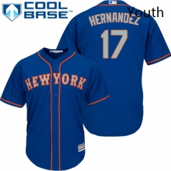 Youth Majestic New York Mets 17 Keith Hernandez Authentic Royal Blue Alternate Road Cool Base MLB Jersey