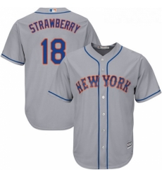 Youth Majestic New York Mets 18 Darryl Strawberry Authentic Grey Road Cool Base MLB Jersey