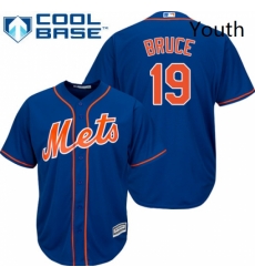 Youth Majestic New York Mets 19 Jay Bruce Replica Royal Blue Alternate Home Cool Base MLB Jersey 