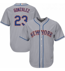 Youth Majestic New York Mets 23 Adrian Gonzalez Replica Grey Road Cool Base MLB Jersey 